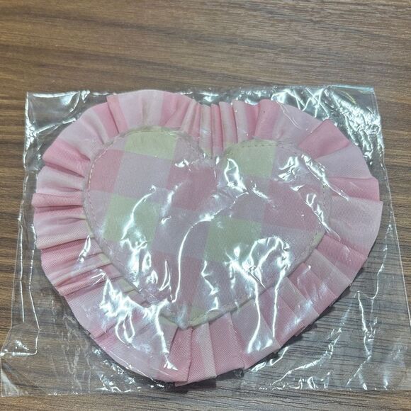 Stoney Clover Lane Pink Checkered Heart Ruffle Patch - Picture 1 of 2